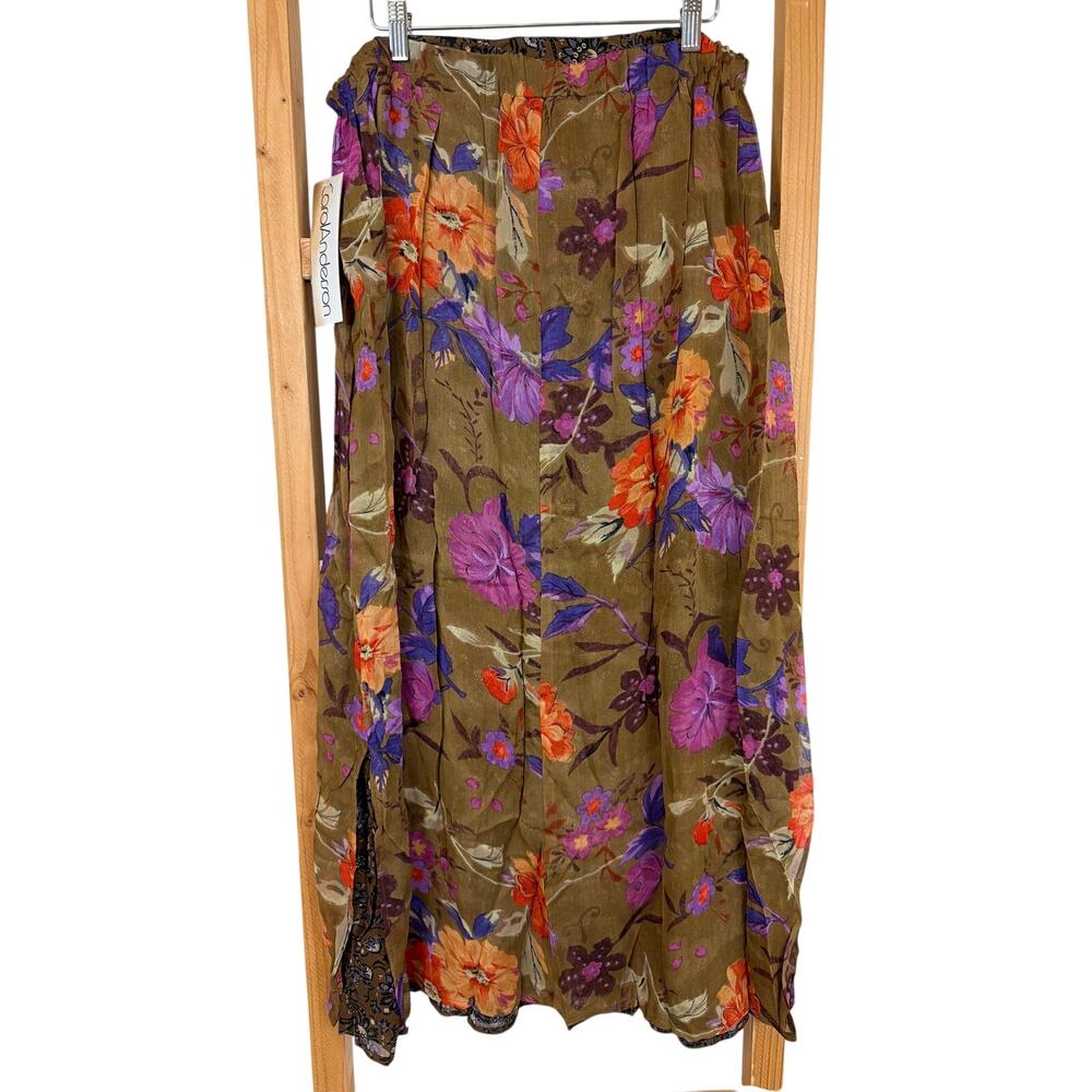 NWT Carol Anderson Multicolored Floral Reversible Pull On Maxi Skirt LG / XL